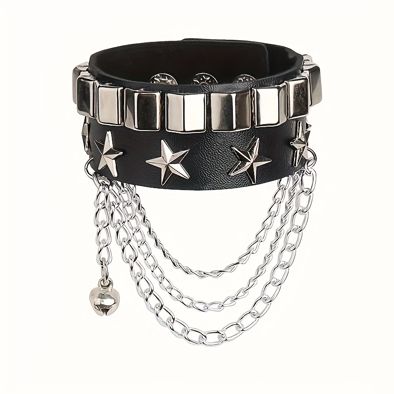 Punk Style PU Leather Chunky Bangle Bracelet Hand Jewelry